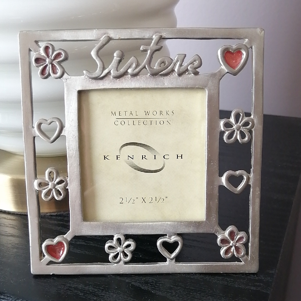 🌷3/$25🌷Kenrich Silvertone Heart and Flower Picture Frame